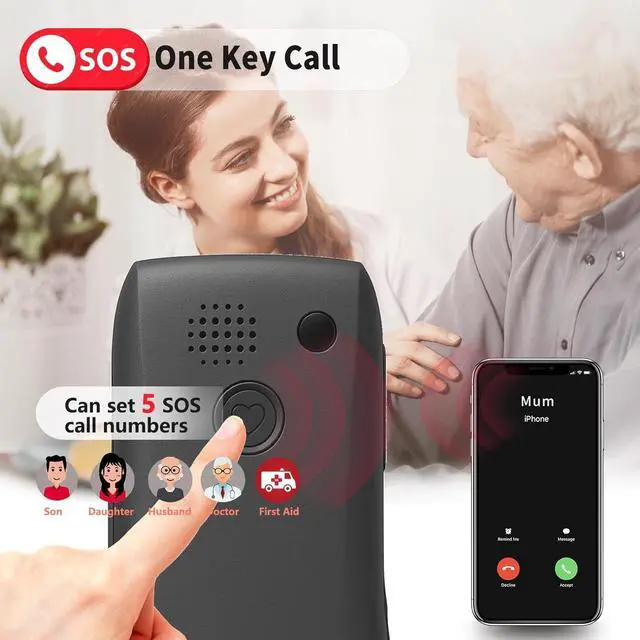 Alt view image 5 of 7 - C1+4G Pro Black - Big Buttons Cell Phone for SeniorsBasic Phone with SOS ButtonCharging Station1800mAhLoud SpeakerTalking ClockSpeed DialHands-freeLarge FontUnlocked PhonesFM Radio