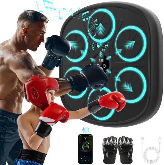Main image of Upgraded Music Boxing Machine for Adults and Kids, Large Size Wall Mounted Boxing Training Equipment with Gloves, Punching Bag for Home, Office, and Gym, 9 Modes & 9 Speeds