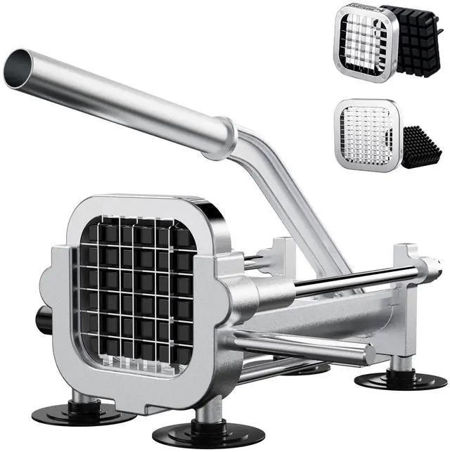 Main image of French Fry Cutter, Heavy Duty Potato Slicer, Stainless Steel Potato Chopper Set with 1/2 and 1/4 Inch Blades for Sweet Potato, Carrot, Yam, Cucumbers