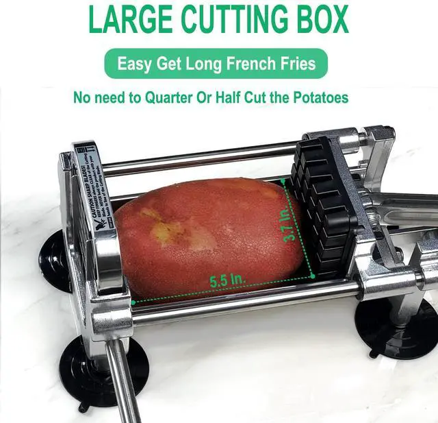 Alt view image 3 of 7 - French Fry Cutter, Heavy Duty Potato Slicer, Stainless Steel Potato Chopper Set with 1/2 and 1/4 Inch Blades for Sweet Potato, Carrot, Yam, Cucumbers