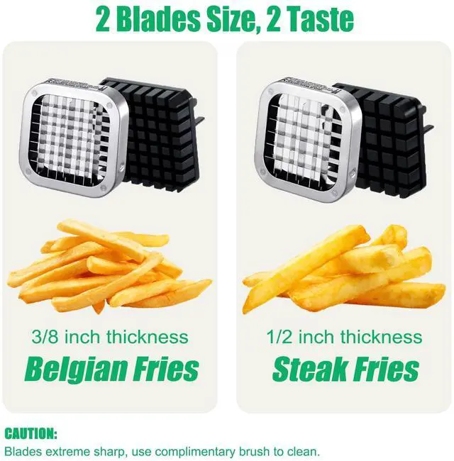 Alt view image 4 of 7 - French Fry Cutter, Heavy Duty Potato Slicer, Stainless Steel Potato Chopper Set with 1/2 and 1/4 Inch Blades for Sweet Potato, Carrot, Yam, Cucumbers