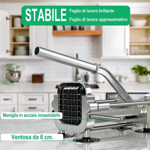 Alt view image 5 of 7 - French Fry Cutter, Heavy Duty Potato Slicer, Stainless Steel Potato Chopper Set with 1/2 and 1/4 Inch Blades for Sweet Potato, Carrot, Yam, Cucumbers