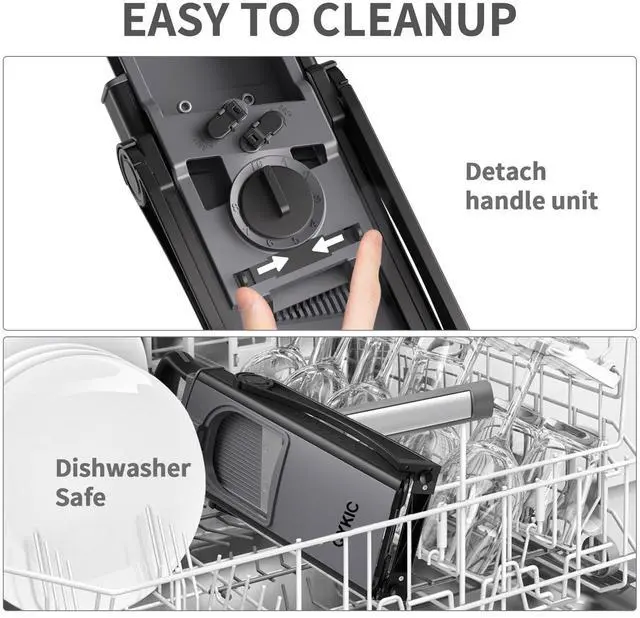 Alt view image 5 of 6 - Safe Mandoline Food Slicer for Kitchen, Adjustable Vegetable Chopper Food Slicer with Peeler Thickness Adjuster, Potato French Fry Cutter, Kitchen Chopping Artifact (Black)