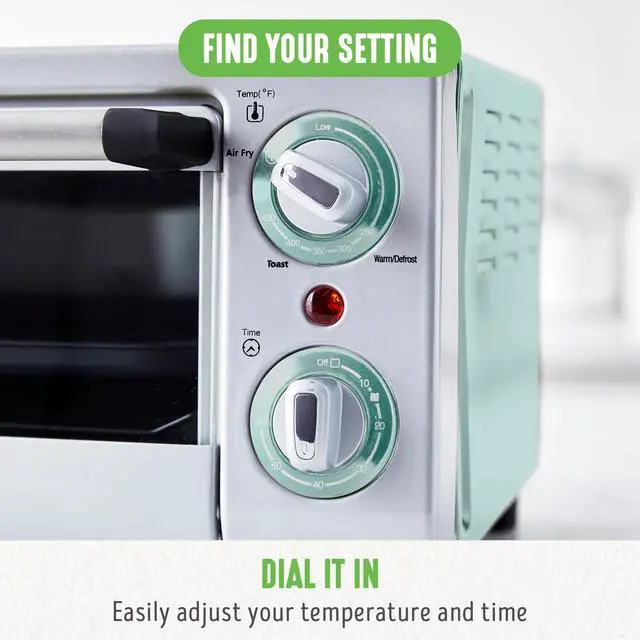 Alt view image 4 of 6 - Countertop Toaster Oven Air Fryer Stainless Steel, Healthy Ceramic Nonstick, PFAS Free, Tray & Basket, Bake, Broil, Reheat, Adjustable Temp & Time Control, Auto Shutoff, Turquoise