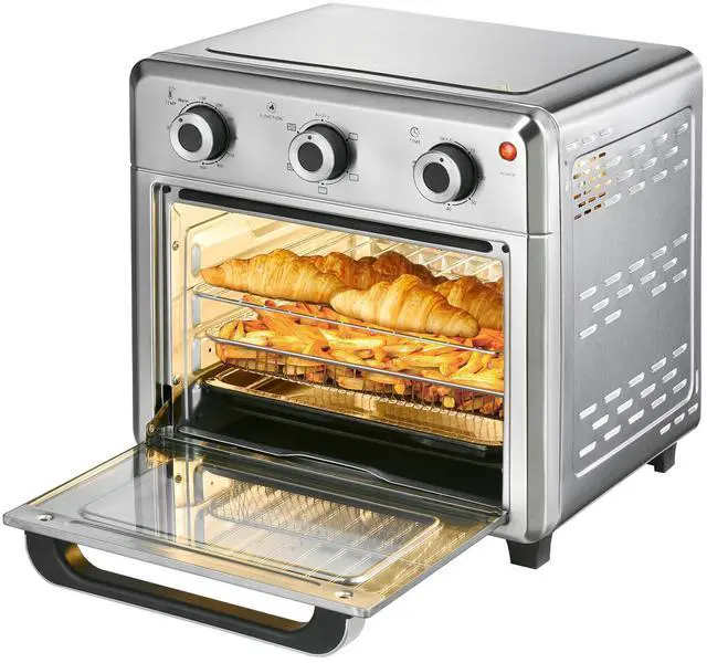 Main image of Compact Airfryer Toaster Oven, 1400W 21QT with 6-in-1 Multifunctions and Wide Temperature Range, Air Fryer Oven with 60-Minute Timer/Auto-Off, Stainless Steel Countertop Oven (Silver)