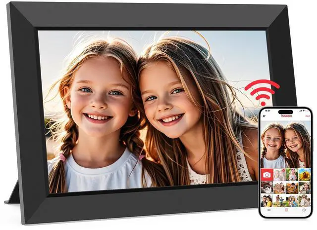 Main image of Frameo 10.1 Inch WiFi Digital Picture Frame, Smart Cloud Electronic Photo Frame with HD IPS Touch Screen Slideshow 32GB Memory Auto-Rotate Wall Mount, Share Photos/Videos from Phone by Frameo App