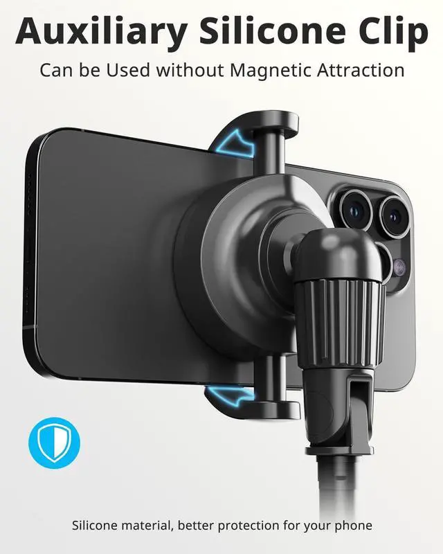 Alt view image 2 of 3 - 72'' Magnetic Tripod for iPhone with Remote, Extendable Cell Phone Tripod Stand, Compatible with MagSafe, Selfie Stick Tripod for iPhone 15 14 13 12 11 Series and Android Phones
