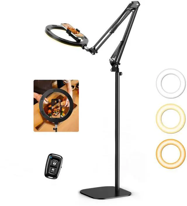 Main image of Ring Light with Stand Tripod for iPhone 10 Overhead Camera Mount, 70.8 Tall Adjustable Selfie Light with Phone Holder for Video Recording, Photography, Streaming, TikTok, YouTube