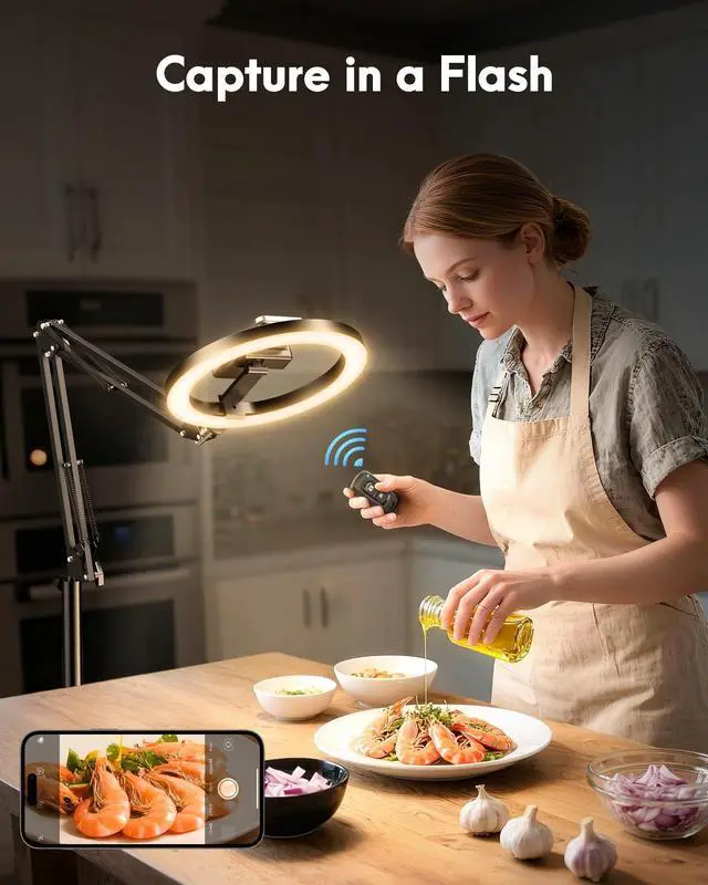 Alt view image 6 of 7 - Ring Light with Stand Tripod for iPhone 10 Overhead Camera Mount, 70.8 Tall Adjustable Selfie Light with Phone Holder for Video Recording, Photography, Streaming, TikTok, YouTube