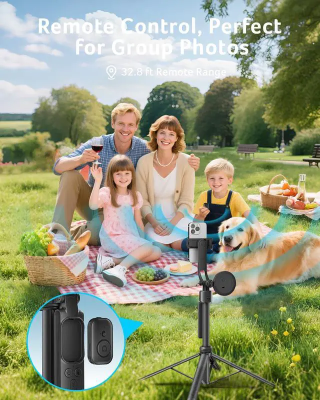 Alt view image 6 of 7 - Auto Face Tracking Tripod for iPhone/Cell Phone/Android/Camera with Light and Remote, 64", No App, 360°Rotating Tripod Selfie Stick for Tiktok YouTube Vlog Live Streaming Video Recording
