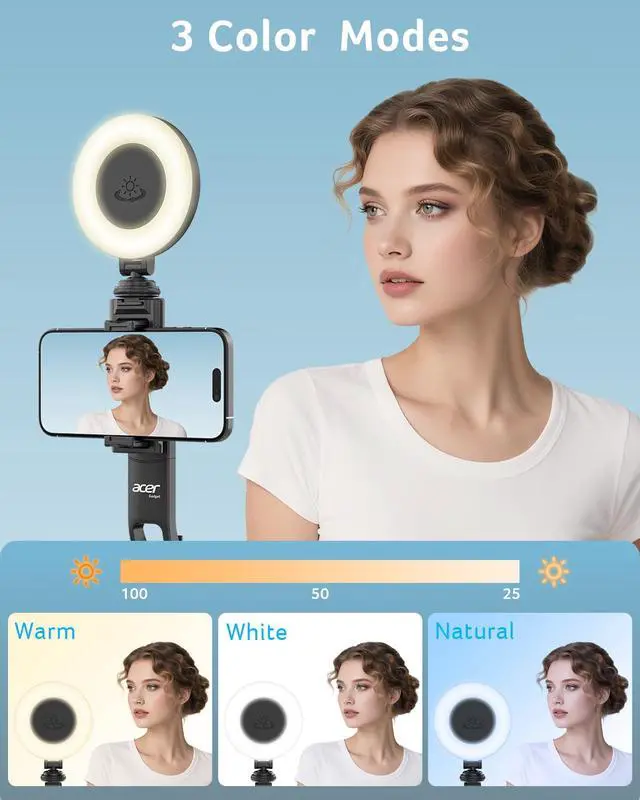 Alt view image 7 of 7 - Auto Face Tracking Tripod for iPhone/Cell Phone/Android/Camera with Light and Remote, 64", No App, 360°Rotating Tripod Selfie Stick for Tiktok YouTube Vlog Live Streaming Video Recording