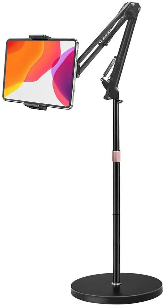 Main image of Tablet Floor Stand, Overhead Bed Phone Stand with 8.8 lb Super Stable Base & Angle/Height Adjustable, Compatible with 4.5''-13'' iPhone, iPad Pro 12.9, Galaxy Tab, Kindle, Phones