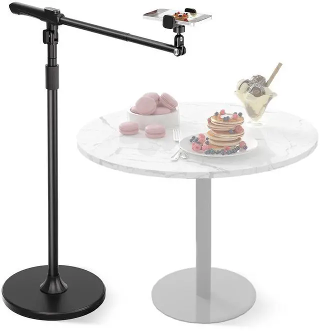 Main image of Overhead Phone Mount for Video Recording, Tall Floor Stand with Bluetooth Remote, 360° Extendable Boom Arm Tripod for Live Streaming, Art, Cooking - Fits iPhone 17 16 15 14 13 Android (Not for iPad)