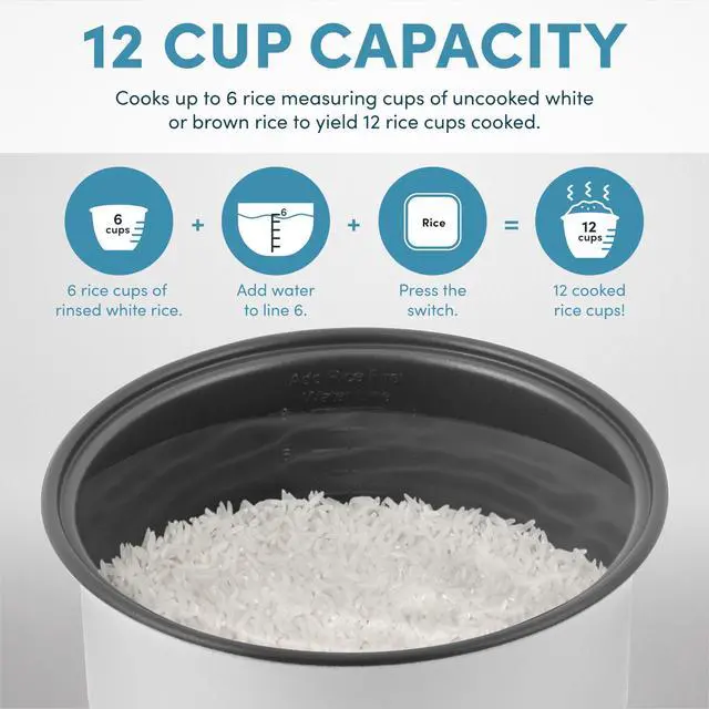 Alt view image 5 of 7 - Digital Rice Cooker, Multicooker, 6-Cup (Uncooked) / 12-Cup (Cooked), Steamer, Slow Cooker, Oatmeal Cooker, Grain Cooker, Auto Keep Warm, 3 Qt, Black, ARC-966BD