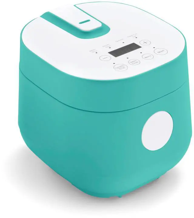Main image of Digital Rice Cooker, 2-Cups Uncooked/4-Cups Cooked, Removable Nonstick Ceramic PFAS-Free Pot, One-Touch Presets, Oats, Quinoa, Brown Rice, Auto Keep Warm, Fuzzy Logic Tech, 1.5 QT, Turquoise