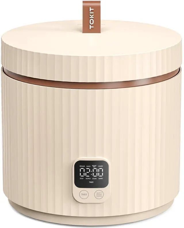 Main image of Rice Cooker Small 3 Cup Uncooked /6 Cup Cooked, Modern Multifunctional Mini Rice Cooker with Display Touch Button for 1-3 People Ceramic Coated Non-Stick Pot 8 Cook Functions - Cooking & Warmer