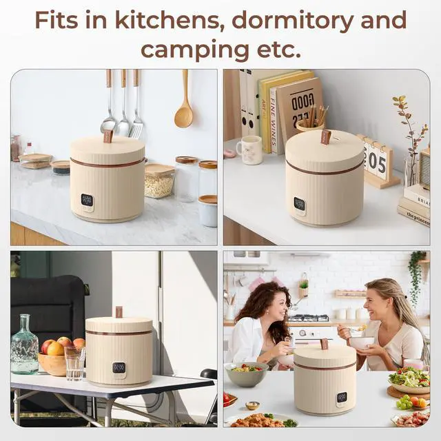 Alt view image 7 of 7 - Rice Cooker Small 3 Cup Uncooked /6 Cup Cooked, Modern Multifunctional Mini Rice Cooker with Display Touch Button for 1-3 People Ceramic Coated Non-Stick Pot 8 Cook Functions - Cooking & Warmer