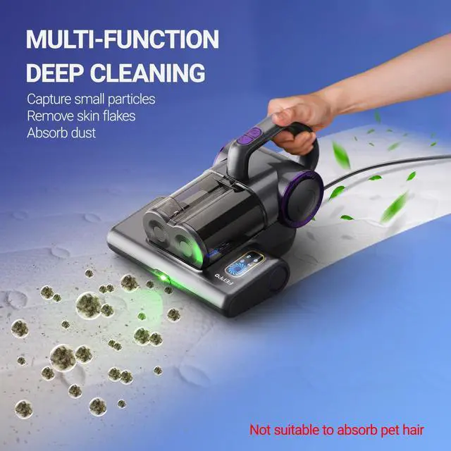 Alt view image 6 of 7 - Mattress Vacuum Cleaner, 16Kpa Bed Vacuum Cleaner with 253.7nm UV-C Light, 140°F Heat, HEPA Filter & Ultrasonic, Versatile Handheld Vacuums for Bed, Sofa, Couch, Crib(Corded, 500W)