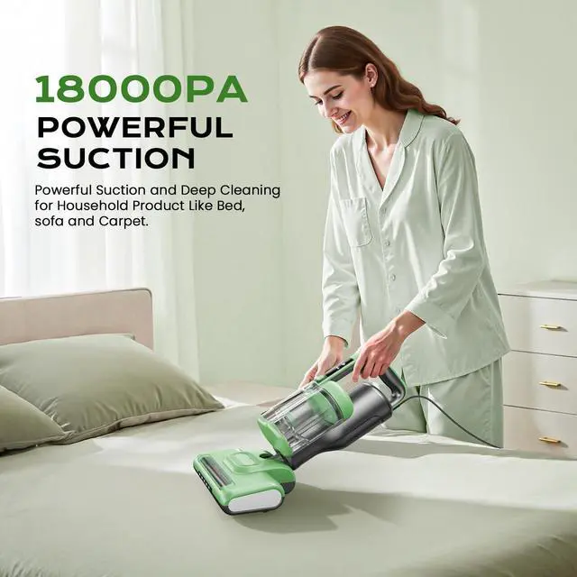Alt view image 2 of 7 - Mattress Vacuum Cleaner Bed Vacuum Versatile Handheld Vacuums with 500W 18Kpa Power Suction & 253.7nm U-V-C Light & Heating Tech & 30000 RPM/Min Brush Roll Rotation Corded