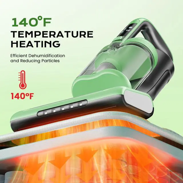 Alt view image 3 of 7 - Mattress Vacuum Cleaner Bed Vacuum Versatile Handheld Vacuums with 500W 18Kpa Power Suction & 253.7nm U-V-C Light & Heating Tech & 30000 RPM/Min Brush Roll Rotation Corded