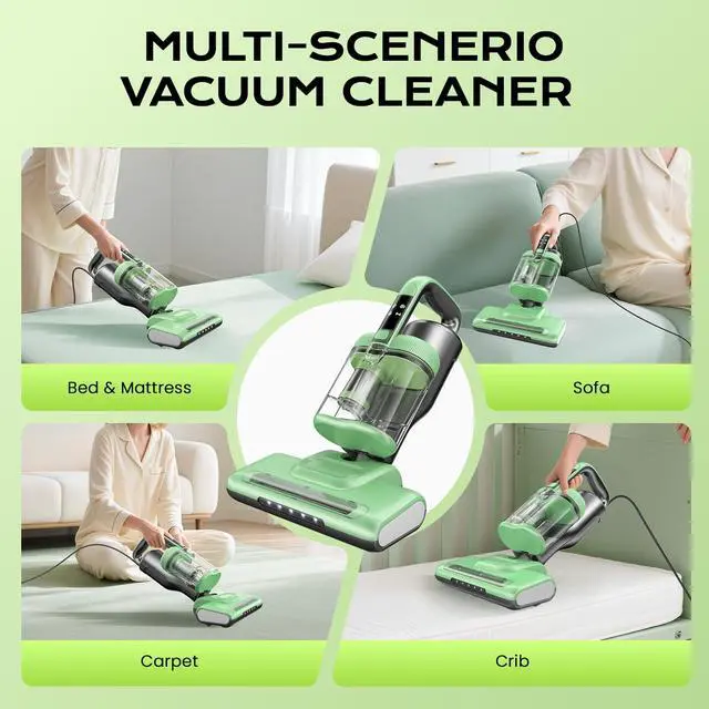 Alt view image 5 of 7 - Mattress Vacuum Cleaner Bed Vacuum Versatile Handheld Vacuums with 500W 18Kpa Power Suction & 253.7nm U-V-C Light & Heating Tech & 30000 RPM/Min Brush Roll Rotation Corded