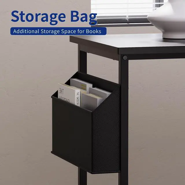 Alt view image 7 of 7 - 40 Inch L Shaped Computer Desk with Reversible Side Storage Shelves, Small Corner Desk for Small Space Home Office, Writing Study Table PC Desk for Bedroom, Black