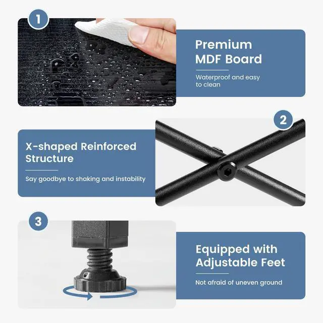 Alt view image 3 of 6 - 47 Inch Computer Desk with 8 Fabric Drawers, Office Gaming Desk with Storage, Writing Study Table with X-Shaped Reinforced Structure, Black