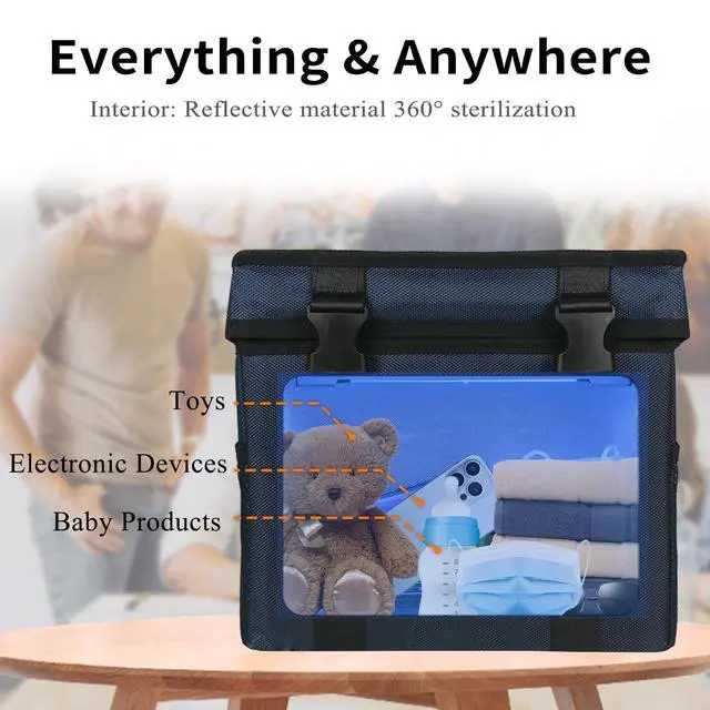 Alt view image 2 of 7 - 3 Gallon Large-powerful UV Light Sanitizer Ozone Box, Portable Foldable UV Cleaner Bag UVC Household Bag with 3-level Timer for Keys, Towels, Mask Cleaning Machine Blue 12L Ozone