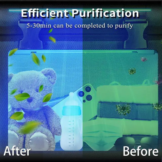 Alt view image 3 of 7 - 3 Gallon Large-powerful UV Light Sanitizer Ozone Box, Portable Foldable UV Cleaner Bag UVC Household Bag with 3-level Timer for Keys, Towels, Mask Cleaning Machine Blue 12L Ozone