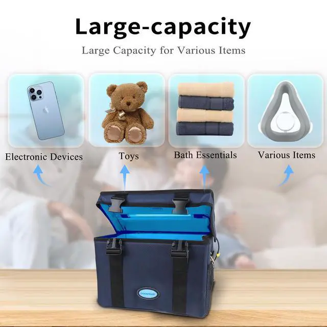 Alt view image 6 of 7 - 3 Gallon Large-powerful UV Light Sanitizer Ozone Box, Portable Foldable UV Cleaner Bag UVC Household Bag with 3-level Timer for Keys, Towels, Mask Cleaning Machine Blue 12L Ozone