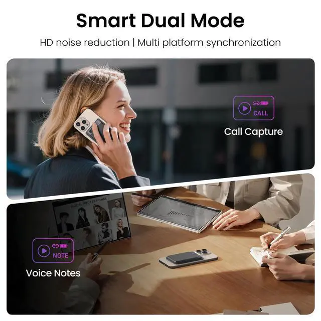 Alt view image 2 of 7 - AI Voice Recorder, Note Pro Voice Recorder Transcribe & Summarize, AI Noise Cancellation Technology, Supports 152 Languages, 64GB Memory APP Control Audio Recorder for Lectures, Meetings, Calls