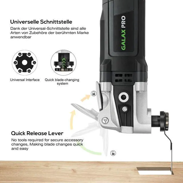 Alt view image 3 of 7 - 3.5A 6 Variable Speed Oscillating Multi Tool Kit with Quick Clamp System Change and 30pcs Accessories, Oscillating Angle:4° for Cutting, Sanding, Grinding