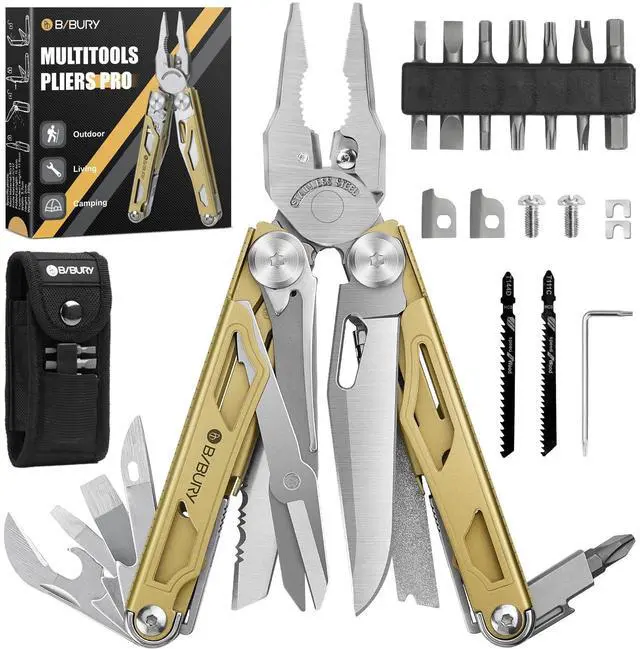 Main image of Multitool Pliers Pro BI2045, 31-in-1 Stainless Steel Multi Tool with Replaceable Wire Cutters and Saw, Foldable Heavy-duty Multitool Set with Scissors and Screwdriver for Hiking Camping Repair