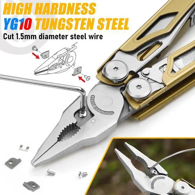 Alt view image 3 of 7 - Multitool Pliers Pro BI2045, 31-in-1 Stainless Steel Multi Tool with Replaceable Wire Cutters and Saw, Foldable Heavy-duty Multitool Set with Scissors and Screwdriver for Hiking Camping Repair