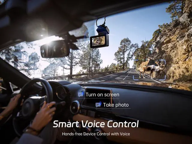 Alt view image 4 of 7 - 4K Dash Cam Front and Rear, 64GB SD Card, Dual Dash Camera for Cars with Wi-Fi, GPS, ADAS, BSD, LCA, 3 IPS Display Car Camera, APP & Voice Control, Night Vision, 24H Parking Mode