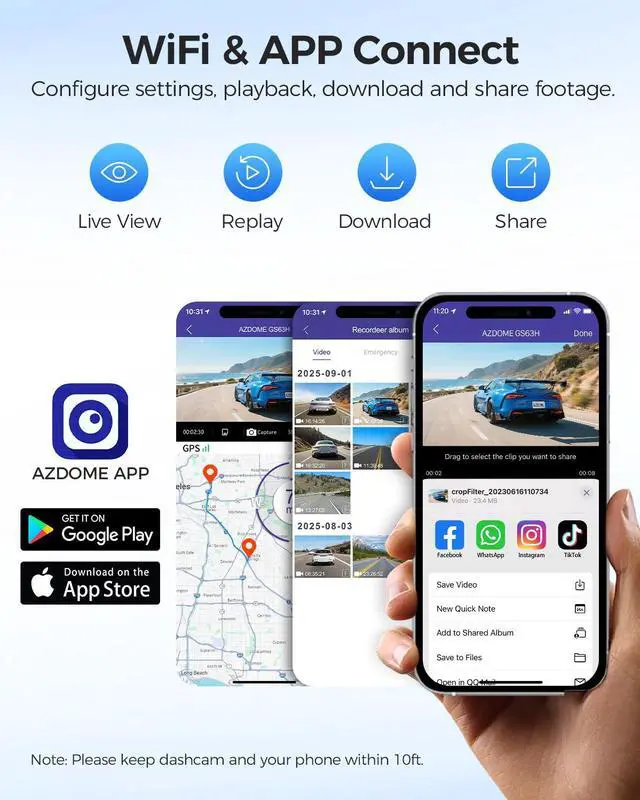 Alt view image 3 of 6 - GS63H 4K Dash Cam Built-in WiFi 6 GPS Car Dashboard Camera Recorder with STARVIS Night Vision, UHD 2160P, 150° Wide Angle, WDR, G-Sensor, Loop Recording, 24H Parking Mode