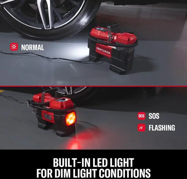 Alt view image 6 of 7 - 12V Portable Tire Inflator, Digital Air Compressor Pump with Gauge & LED Light, 150 PSI Auto Shut-Off, Compact Air Pump for Car, Motorcycle, Bike & Sports Balls