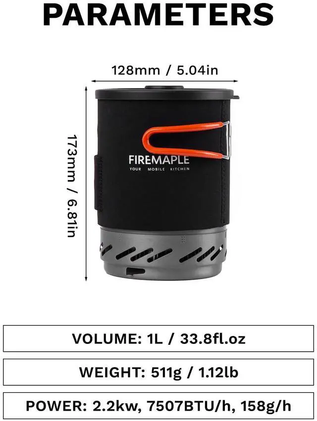 Alt view image 6 of 7 - Fire-Maple "Fixed Star 1" Backpacking and Camping Stove System | Outdoor Propane Cooking Gear | Portable Pot/Jet Burner Set | Ideal for Hiking, Trekking, Fishing, Hunting Trips and Emergency Use