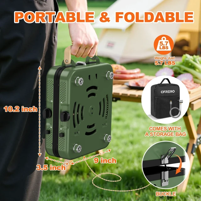 Alt view image 3 of 7 - Propane 2-Burner Foldable Camping Stove with Carry Bag, Portable Propane Camp Stoves with Adjustable Burners & Piezo Ignition for Outdoor Cooking, Tailgating, Backyard Gathering(Griddle Not Included)