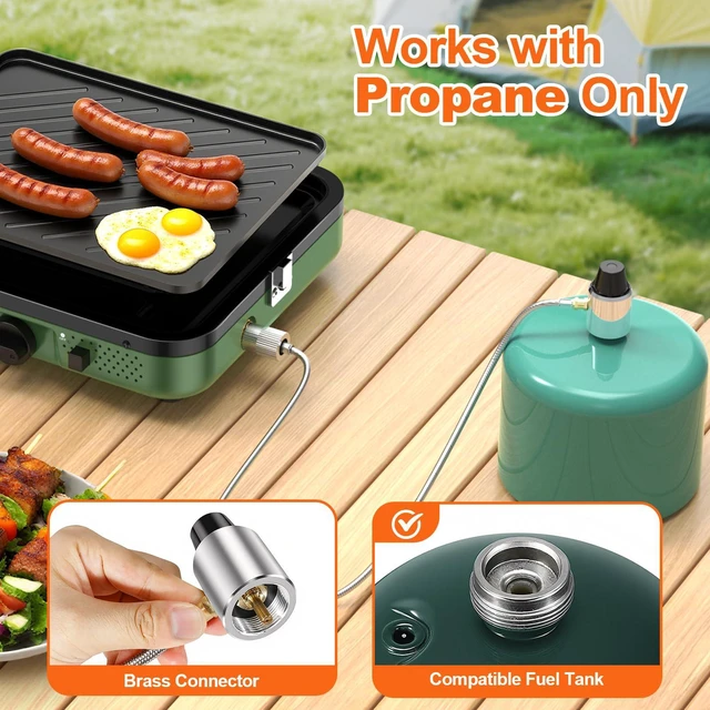 Alt view image 6 of 7 - Propane 2-Burner Foldable Camping Stove with Carry Bag, Portable Propane Camp Stoves with Adjustable Burners & Piezo Ignition for Outdoor Cooking, Tailgating, Backyard Gathering(Griddle Not Included)