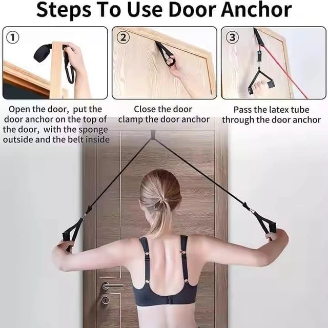 Alt view image 5 of 7 - Ab Roller Home Gym Equipment 4 Wheels Ab Wheel Muscle Roller, 5Pcs Resistance Bands, Ankle Straps, Door Anchor, Handles, Travel Bag Comfortable Elbow Support with Non-Slip Handles