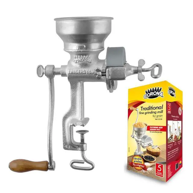 Alt view image 7 of 7 - Corona Corn Grinder with Low Hopper, Grain Mill, Manual Grinder For Corn, Rice, Soybeans, Pepper, Chickpeas, Cast Iron Wheat Grinder For Domestic Use