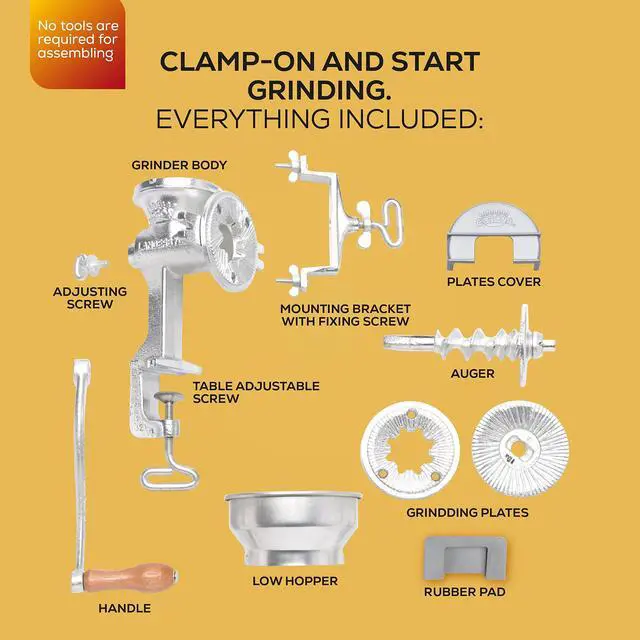 Alt view image 3 of 7 - Corona Corn Grinder with Low Hopper, Grain Mill, Manual Grinder For Corn, Rice, Soybeans, Pepper, Chickpeas, Cast Iron Wheat Grinder For Domestic Use