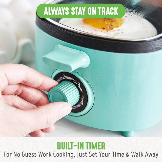 Alt view image 3 of 6 - 3-in-1 Breakfast Maker Station, Healthy Ceramic Nonstick Dual Griddles for Eggs Meat Sausage Bacon Pancakes and Breakfast Sandwiches, 2 Slice Toast Drawer, Easy-to-use Timer, Turquoise