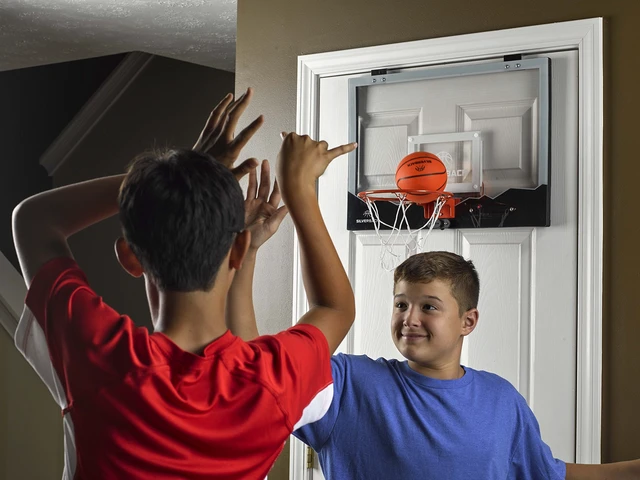 Alt view image 2 of 7 - 23" LED Light-Up Over the Door Mini Basketball Hoop Includes Mini Basketball and Air Pump , Black
