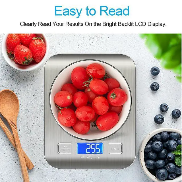 Alt view image 9 of 14 - SOEWIOU Food Scale, Kitchen Scale, Weight Scale Grams and Ounces for Weight Loss, Baking, Cooking, Keto and Meal Prep, LCD Display, 304 Stainless Steel