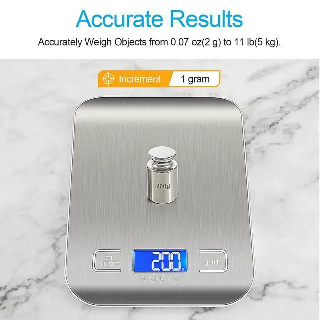 Alt view image 11 of 14 - SOEWIOU Food Scale, Kitchen Scale, Weight Scale Grams and Ounces for Weight Loss, Baking, Cooking, Keto and Meal Prep, LCD Display, 304 Stainless Steel