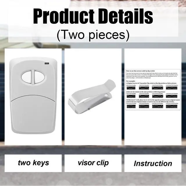 Alt view image 11 of 14 - SOEWIOU 4 Pcs 2 Channel Gate Opener Remote Compatible with Multicode Linear MCS412001 10 Dip 300mhz Garage Door Opener Remote Control Transmitter with Sun Visor Clips