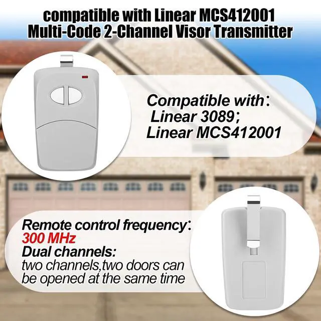 Alt view image 10 of 14 - SOEWIOU 4 Pcs 2 Channel Gate Opener Remote Compatible with Multicode Linear MCS412001 10 Dip 300mhz Garage Door Opener Remote Control Transmitter with Sun Visor Clips