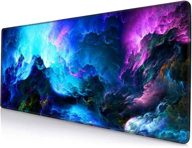 Alt view image 7 of 12 - SOEWIOU Gaming Mouse Pad, Large Non-Slip Rubber Base Mousepad, Keyboard Mouse Mat, Desk Pad with Stitched Edges, 31.5x11.8inch, Dazzling Galaxy